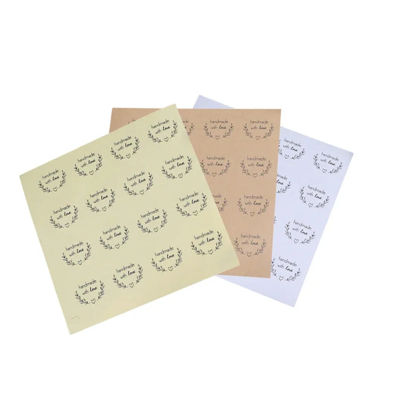 160pcs/lot Round Love garland handmade with love DIY decorative stickers Kraft paper white transparent Sealing Label Sticker