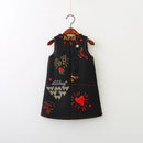 Girls Flower Princess Sundress Love Heart Embroidery Fashion Spring Autumn Vest Dress Baby Clothing E80703