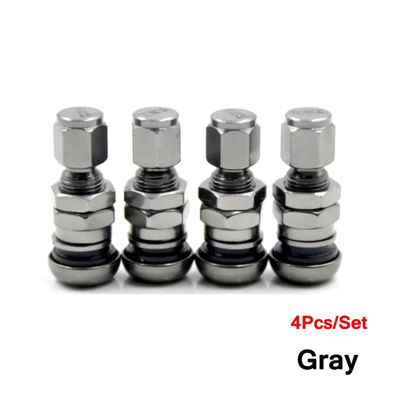 TQQTQQ 4Pcs/Set Car Truck Motorcycle Valve Short Stems Metal Bolt Tire Valve Stem Kit with Dust Cap Car Accessories