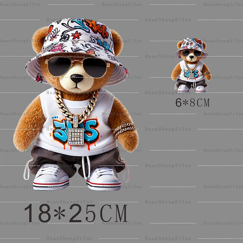 Playful Bear Ironed Sticker Clothes DTF Halloween Thanksgiving Fashion T-shirt Hoodie DIY Jacket Patch Heat Transfer Sticker