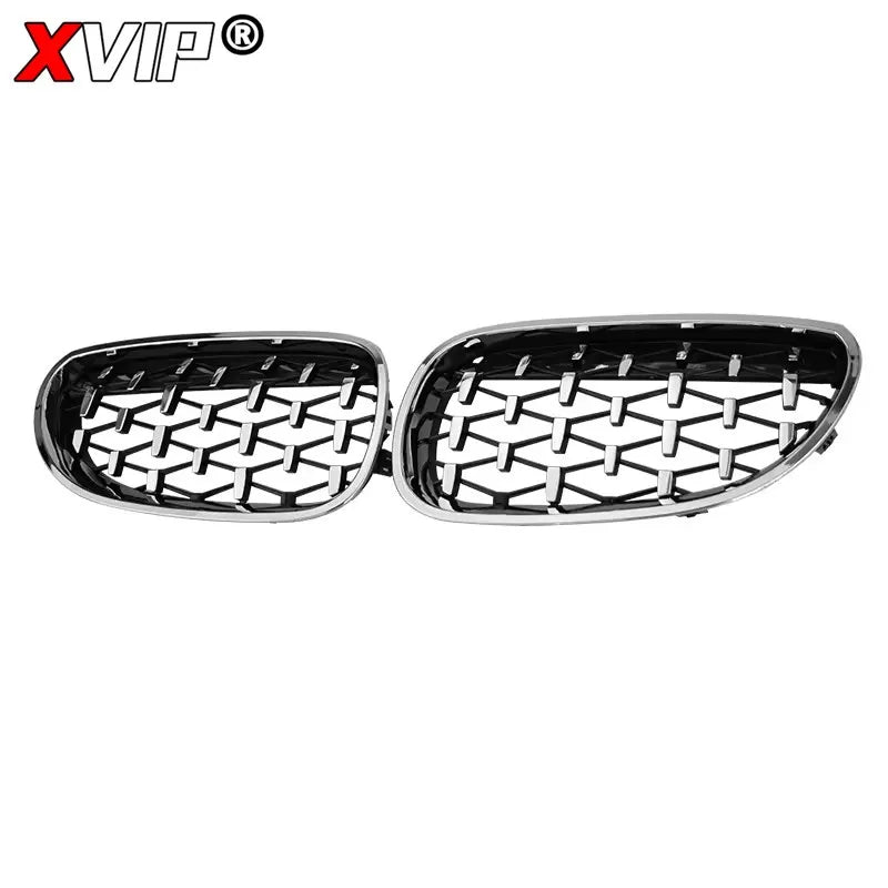 XVIP All Black Front Bumper Grilles For BMW 5-Series E60/E61 M5 325i 2004-2009 Chrome Silver Diamonds Style Grilles  Accessories