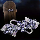 3 PCS Rhinestone Crystal Hair Clips, Silver, Floral Style for Women