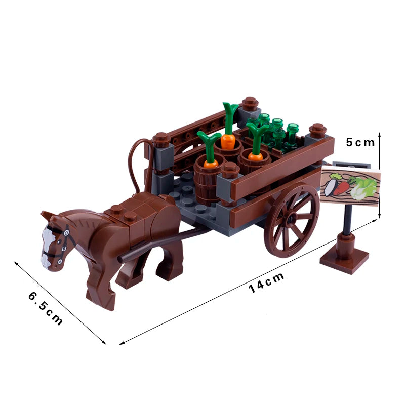 MOC Medieval Castle Building Blocks kit Tent Campfire Siege Car Hanging Cage Trial Bench Guillotine Weapon Toys Gifts Mini Brick