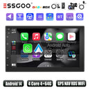 ESSGOO Car Stereo Radio Wireless CarPlay Android Auto 2 DIN 7" Car Stereo HD FM-Radio GPS Touch Screen Head Unit 4+64G DAB+ AHD