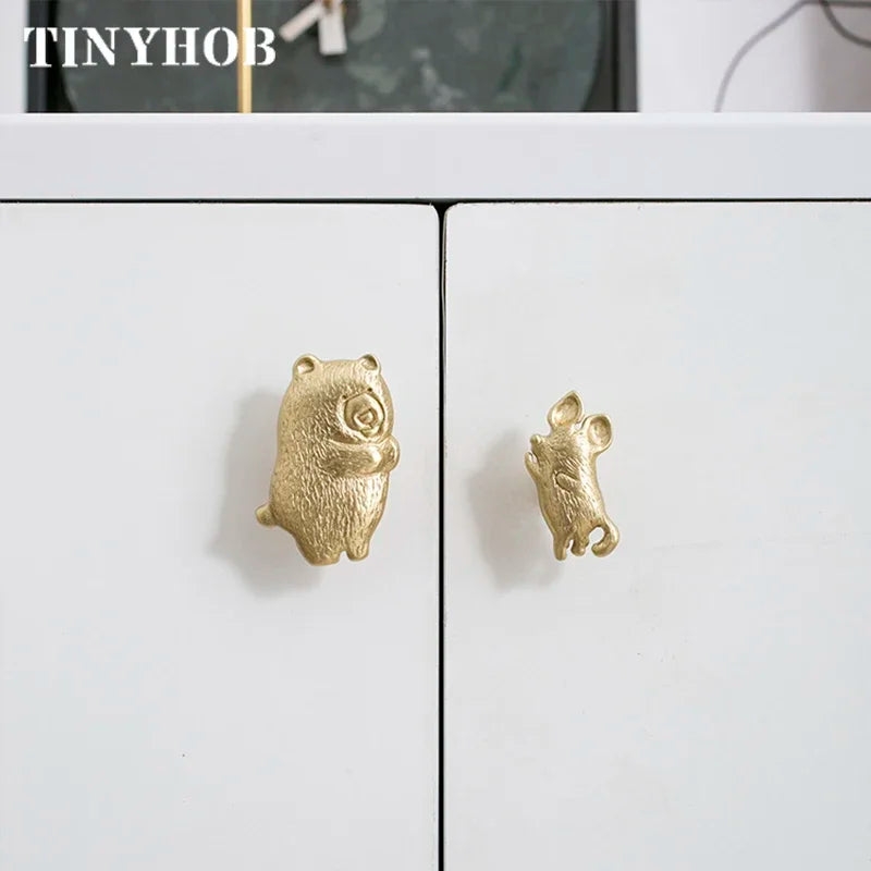 Various animal shapes  Knobs Brass Children's Room Door Knobs Lovely Cabinet Handles Cupboard Drawer Pulls Accessories Furniture