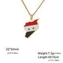 Syria National Map Shapes Drop Oil Color Pendant Necklaces for Women Man Stainless Steel Peace Lovers Jewelry Accessories Gift