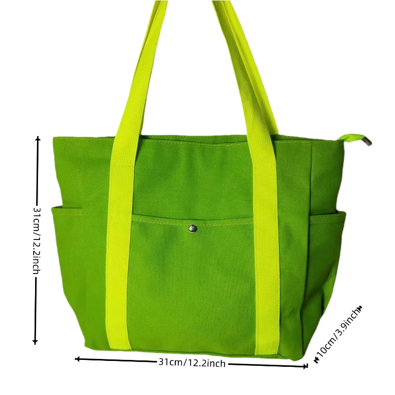 Student Classroom Canvas Handbag New Single Shoulder Tote Bag Large Capacity Commuter Shopping Bag