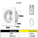 220V 4/ 6/ 8 Inch Remote Control Window Wall Exhaust Fan for Bathroom Toilet Kitchen Air Ventilation with Timing Function