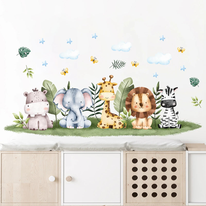 1Pc Cartoon Animals Lion Giraffe Wall Sticker for Wall Decoration Children Room Kids Room Decor for House Living Room Bedroom