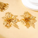 A Pair of Women's Earrings, Exaggerated Stereo Flowers, Earrings and Jewelry Available in Various Colors, Suitable for Daily Wear and Gift Giving