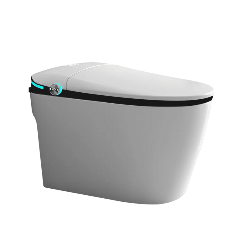 Luxury Smart Toilet with Bidet Seat Built-in, Intelligent Toilet Auto Open/Close Seat, Foot Sensor, LED Display,Night Light