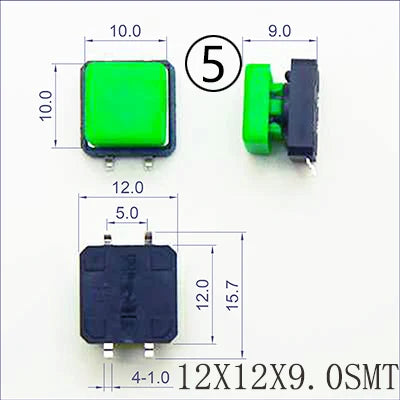 10Sets Momentary Tactile Button 4PIN SMT/DIP 12X12mm H=9.8/9/16.8mm With Cap Tact switch Push Button Switch Micro Key Button