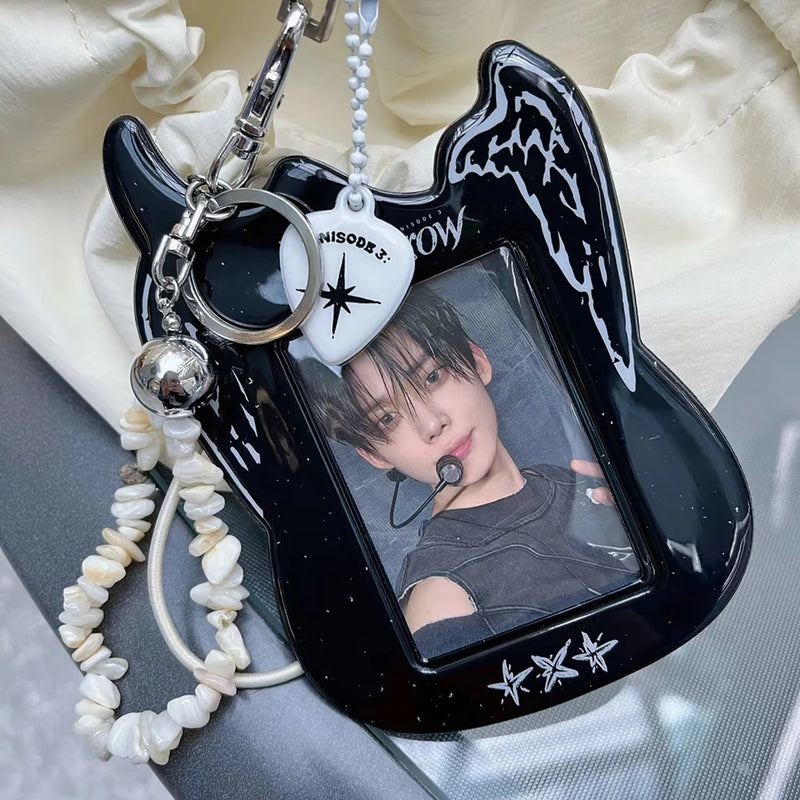 INS Creative Guitar Photocard Holder Korea Trendy Idol Photo Card Holder Keychain Bag Pendant Decoration Photo Protective Cover