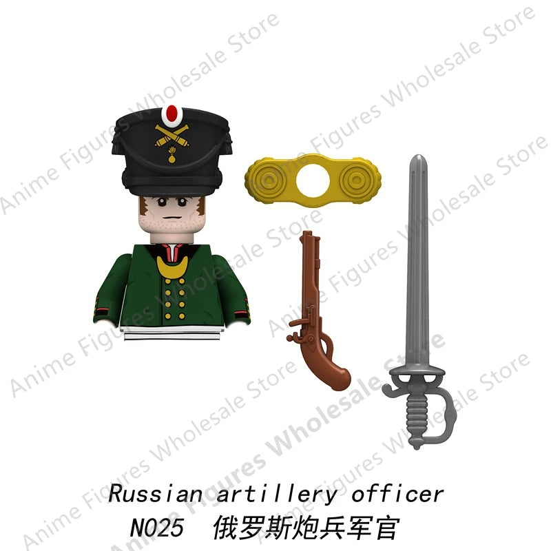 Medieval Napoleonic War French Dragoon British Soldiers Pirates Figures Army Scottish Fuisiler Building Blocks Weapons Brick Toy