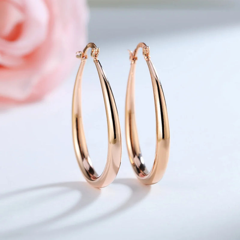 925 Sterling Silver 18K gold plated 4.4cm oval earrings for women Fashion Party Wedding Accessories Jewelry Christmas Gifts