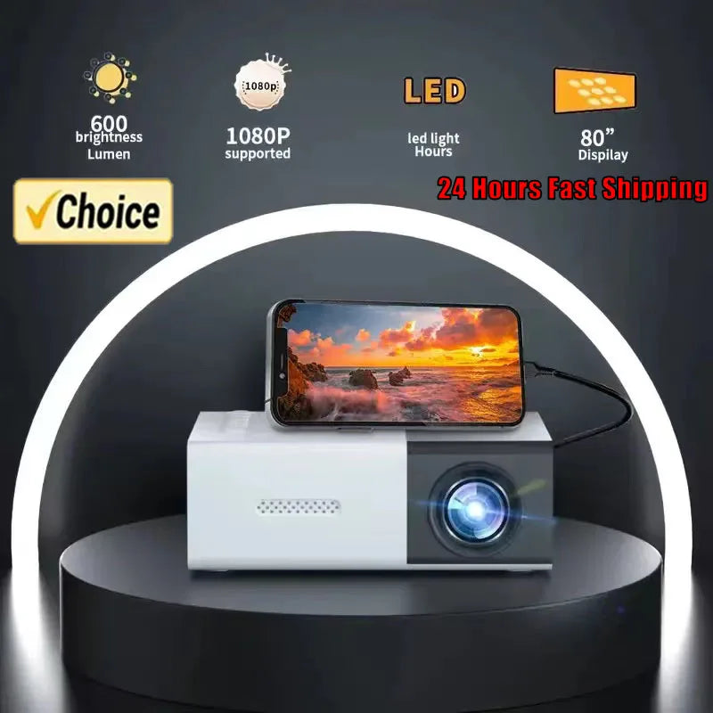 YG300 MINI Projector Portable Home Theater Smart TV Laser Beamer 3D Cinema LED Videoprojector for 4k 1080P Movie Via HD Port