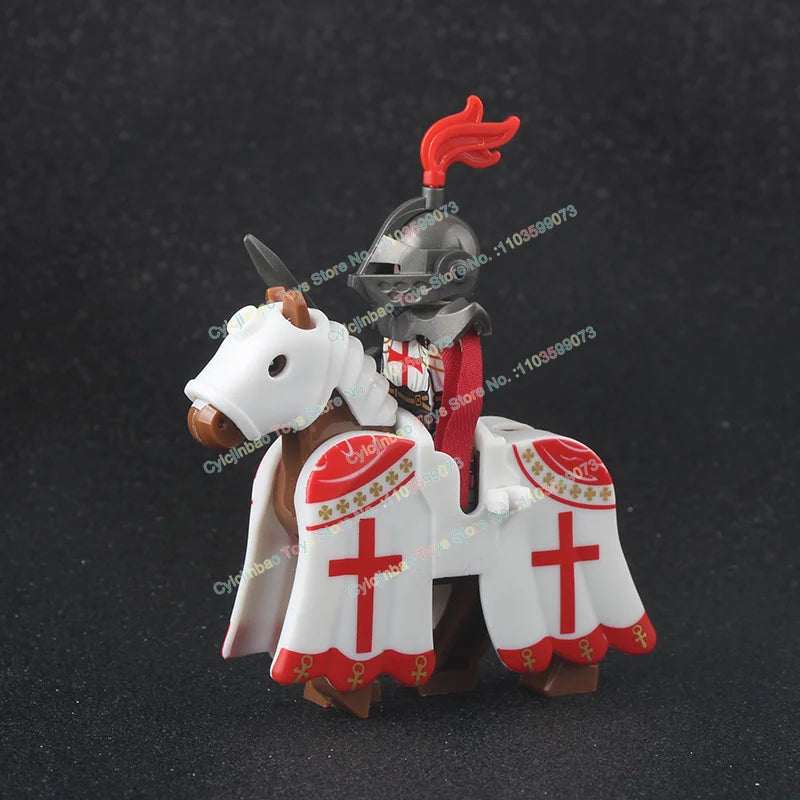 Medieval Knight Stormwind City Guard Reloaded Golden Horse Silver Horse Action Figures Building Blocks Accessories Toys DT8902