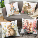 Easter Floral Bunny Print Pillowcase Nordic Home Decor Pillowcase Holiday Bedroom Living Room Decoration Polyester Cushion Cover