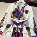 Spring Summer Single Breasted Shirt Dress Women 2023 New Fashion Print Girls Lady Long Sleeve Belt Waist Dresses Outfits Femme