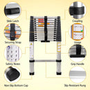 3.8M Telescopic Ladder 12.5FT Multi-Purpose Stainless Steel Extendable Sturdy Loft EN131 for Draw Wall Replace Bulb Repair Roof