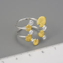 Lotus Fun Elegant Water Lily Leaves Double Layer Adjustable Rings for Women 925 Sterling Silver Luxury Designer Fine Jewelry