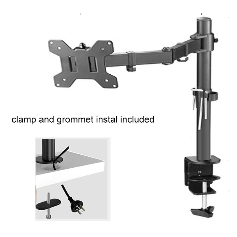 M051 clamp grommet base Full Motion 360 rotate single computer 10"-27" Monitor Holder long arm Monitor Mount Arm 9.9kgs PC stand