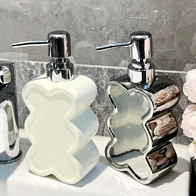 Creative Flower Shaped Ceramic Emulsion Bottle Shampoo Shower Gel Bottle Soap Dispenser Portable Soap Bottle Bathroom Supplies