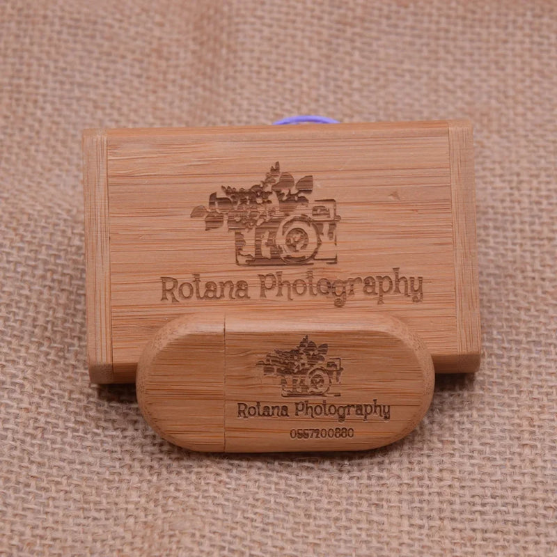 10pcs/Lot Custom Logo Wooden USB + Box USB Flash Drive Pendrive 4gb 8gb 16gb 32gb 64gb Memory Stick Photography Gift Pen Drive