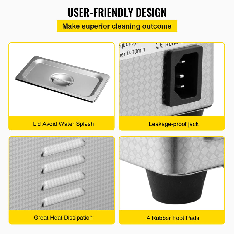 SucceBuy 800ml Ultrasonic Cleaner Portable Cleaning Washing Machine 35W Mini Lave-Dishes Ultrasound Bath Sonic Home Appliance