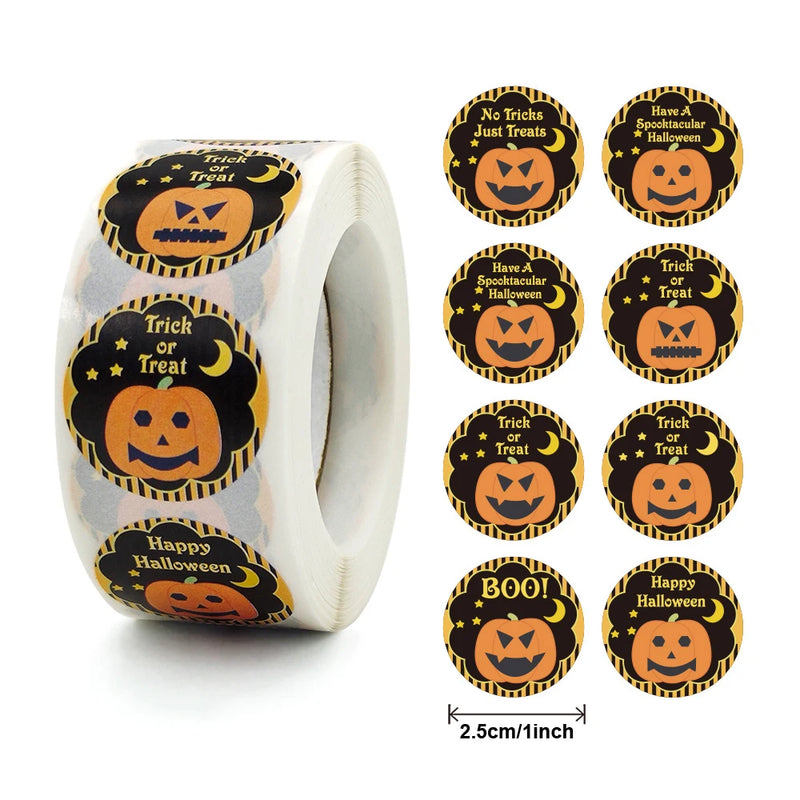 500Pcs Halloween Stickers Funny Pumpkin Emote Ghost Paper Stickers for Gift Packing Bag Sealing Labels Halloween Decoration 2024