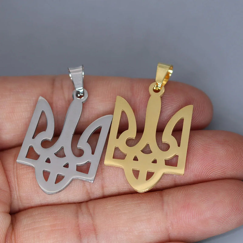 3pcs Stainless Steel Tryzub Ukraine Pendant National Symbols Of Ukraine Tridents Charms DIY Craft Earrings Jewelry Accessories