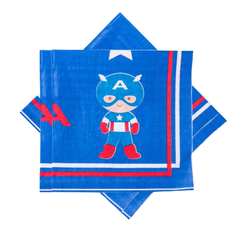 Cartoon Captain America Theme Disposable Tableware Set Birthday Party Dress up Balloon Decoration Baby Shower Background Cloak