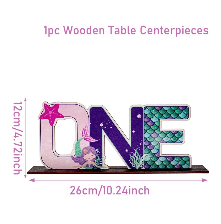 Animal Wildone Wooden Ornament Jungle Safri One Year 1st Birthday Party Decor Kids The Little Mermaid Party Decor Baby Shower