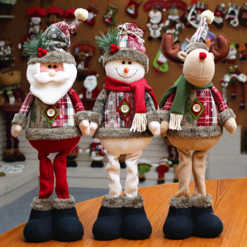 Christmas Dolls Tree Decor New Year Ornament Reindeer Snowman Santa Claus Standing Doll Navidad Decoration Merry Christmas 2024