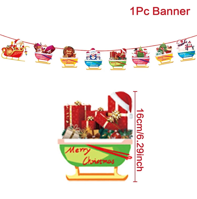 Christmas Banner 2023 Merry Christmas Decorations for Home Garland Santa Claus Navidad Natal Xmas Gift Noel Decor New Year 2024