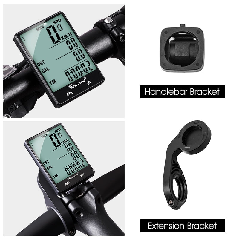 WEST BIKING Wireless Bicycle Computer Backlight Waterproof Cycling Speedometer Mechanical Magnet Speed Sensor Bike Odometer