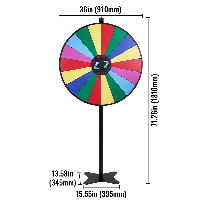 SucceBuy 18/24/36 inch Spinning Prize Wheel 14 Slots Spinning Wheel Tabletop/Floor Standing Win Fortune Spin Games for Party Pub