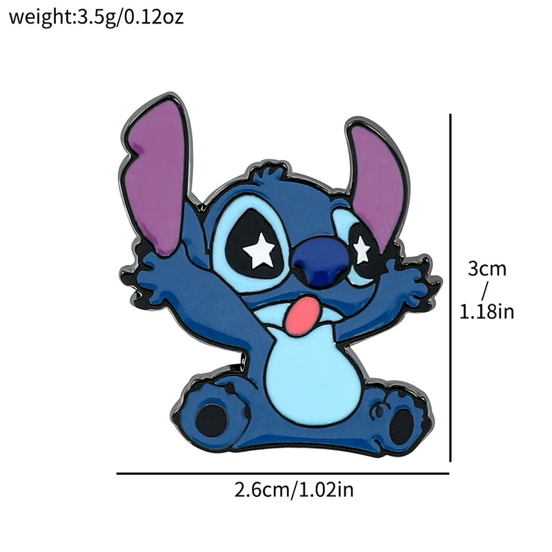 Stitch & Lilo Enamel Brooch Anime Cartoon Fashion Backpack Accessories Ohana Means Family Lapel Pins Kawaii Jewelry Girls Boys