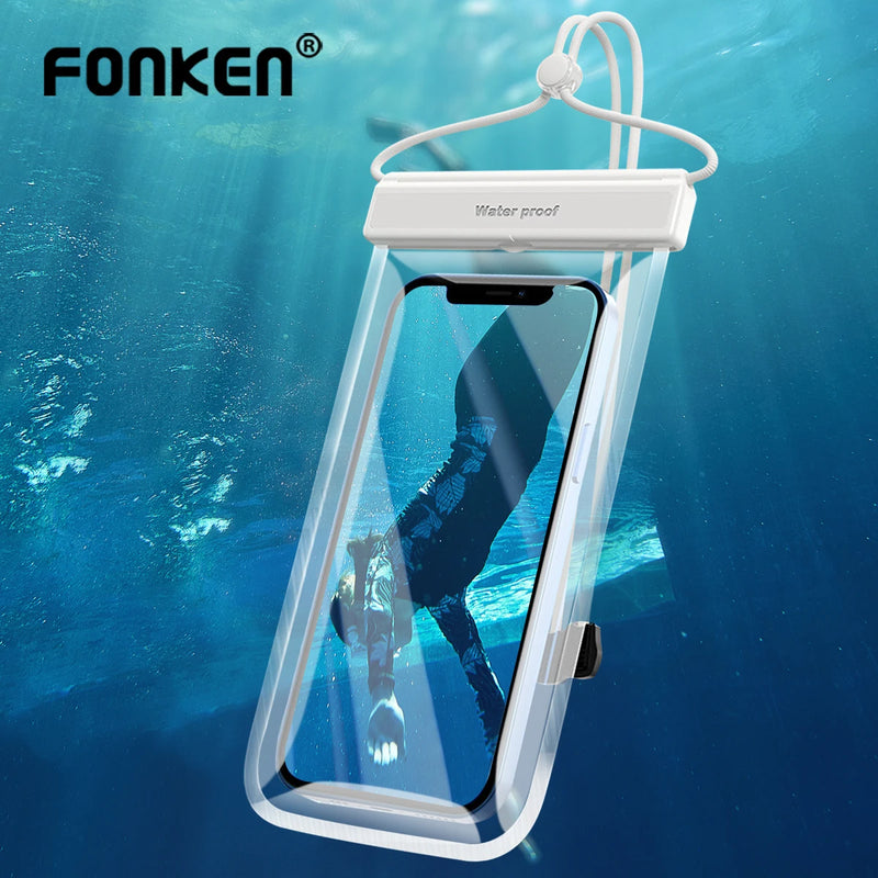 FONKEN Waterproof Phone Case Pouch Bag For iPhone 13 14 Pro Max Case Swimming Dry Bag Underwater Cover Case For Huawei Samsung