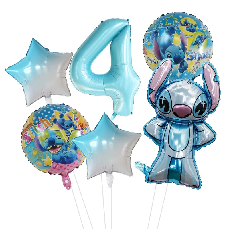 6pcs Disney Lilo & Stitch Party Balloons Stitch 32" Number Balloon set Baby Shower Birthday Party Decorations Kids Toy Gifts