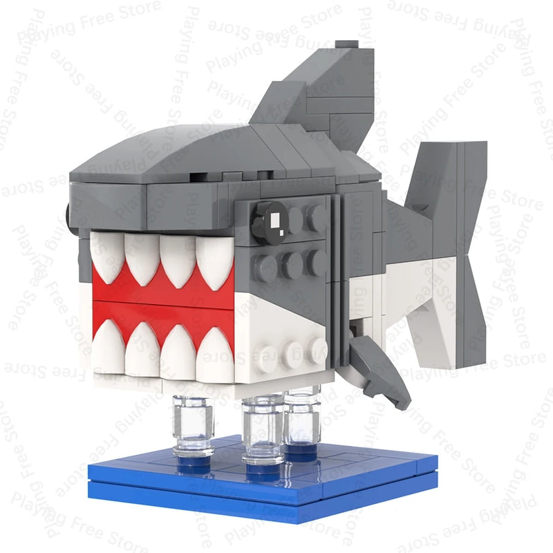 MOC Animal Brick Cat Shark Easter Bunny Deer Rabbit Compatible Building Blocks Set Assembly Toys For Children Adult Friends Gift