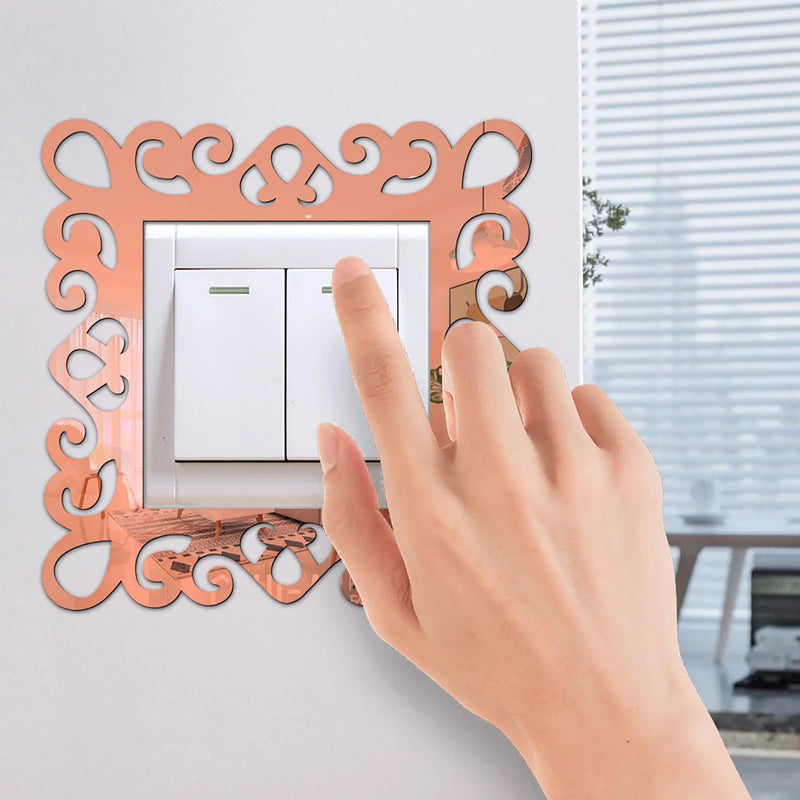 Self-Adhesive 3d Panels Wall Sticker Light Switch Cover Mirror Face Stickers On The Wall Home Room Decoration Photo Frame Shape