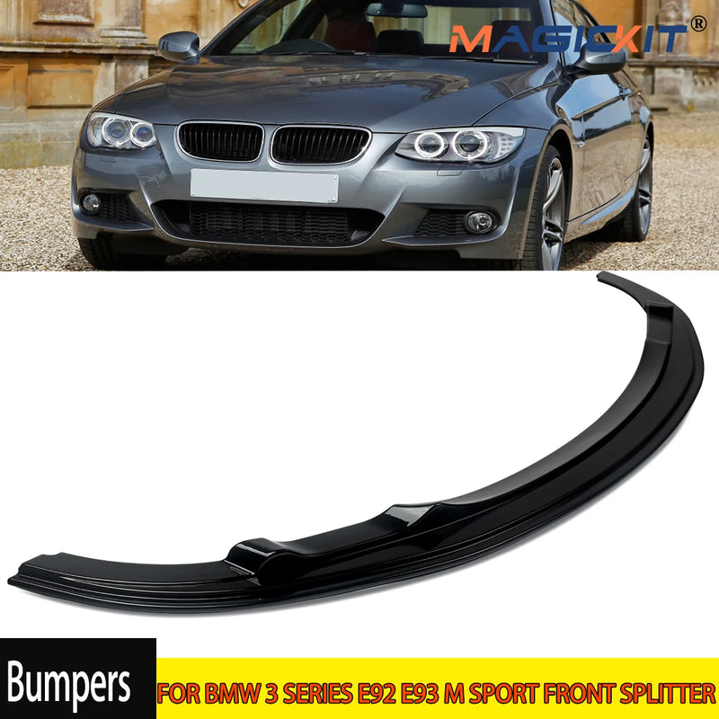 FOR BMW 3 SERIES E92 E93 M SPORT FRONT SPLITTER BUMPER LIP GLOSS BLACK LCI 10-13