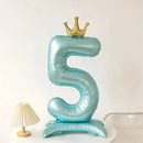 42INCH Blue Crown Number Stand Foil Balloon Large 0-9 Digital Birthday Balloons Wedding Party Gathering Decor Supplies Kids Gift