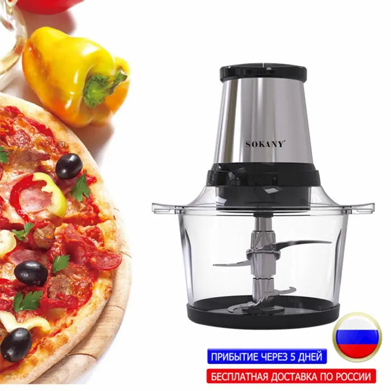 800W 3L Household Small Electric Meat Grinder 2 Speeds Stainless Steel Electric Chopper Automatic Mincing Machine Food Processor