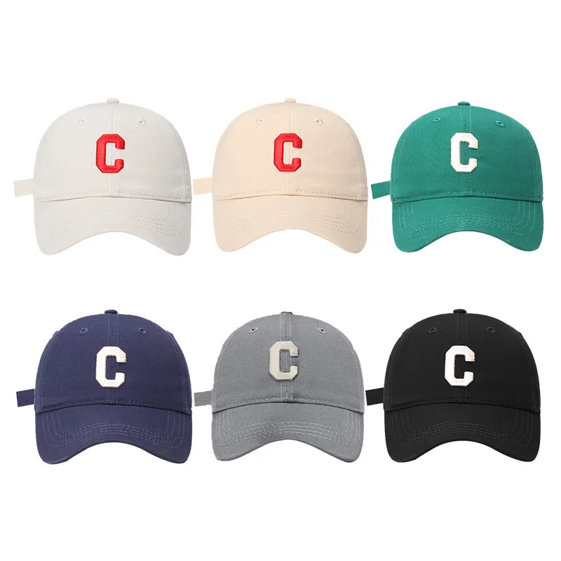 C Letter Children Baseball Hat Fashion Embroidery Kids Duck Tongue Cap Summer Outdoor Sun Visors Cotton Casual Girl Boy Bonnet