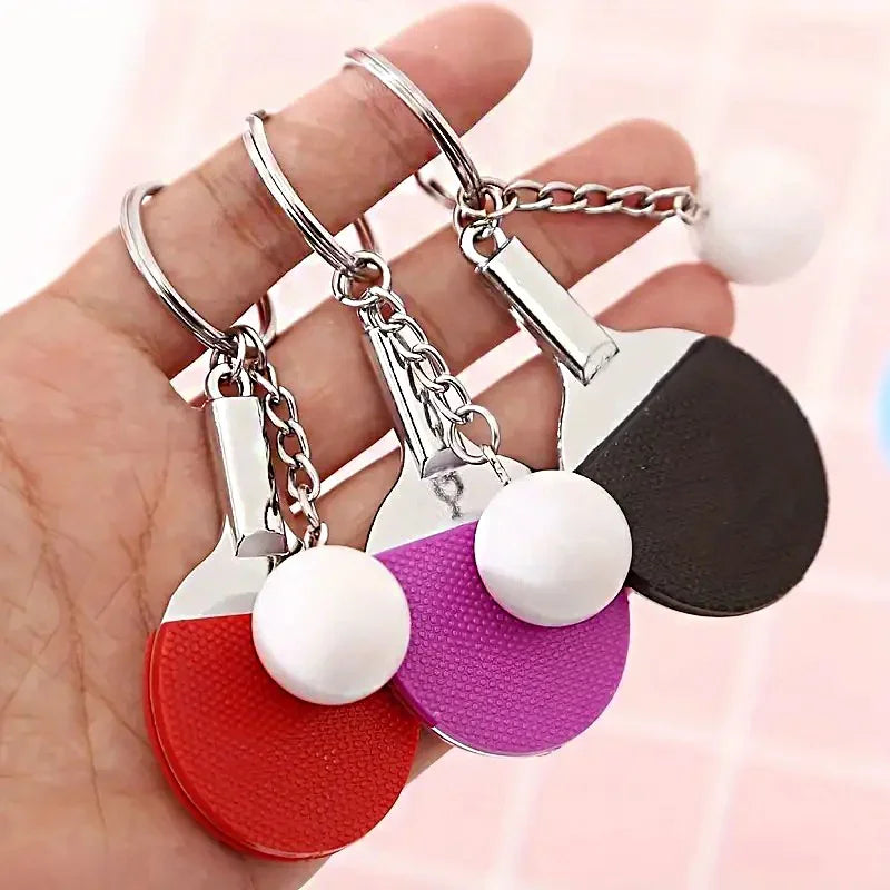 New Cute Table Tennis Racket Pendants Souvenir Table Tennis Ball Key Chain Ball Sports Fans Key Ring Gift Ornament Accessories