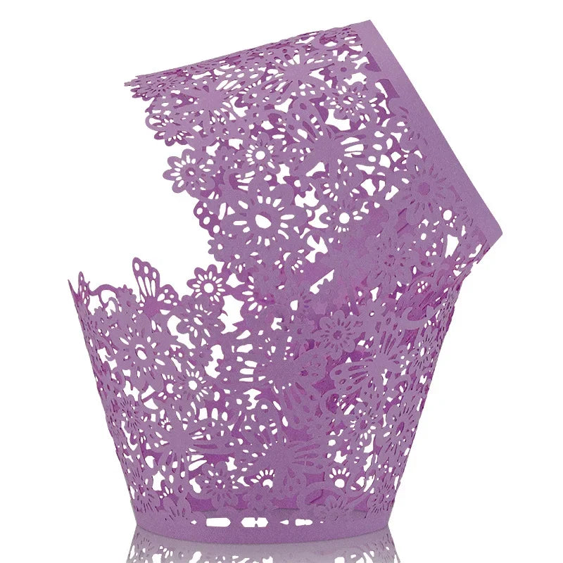 50 Pcs Laser Cut Hollow Cupcake Wrappers Baby Shower Muffin Cupcake Baking Cups Wedding Birthday Party Cake Decoration