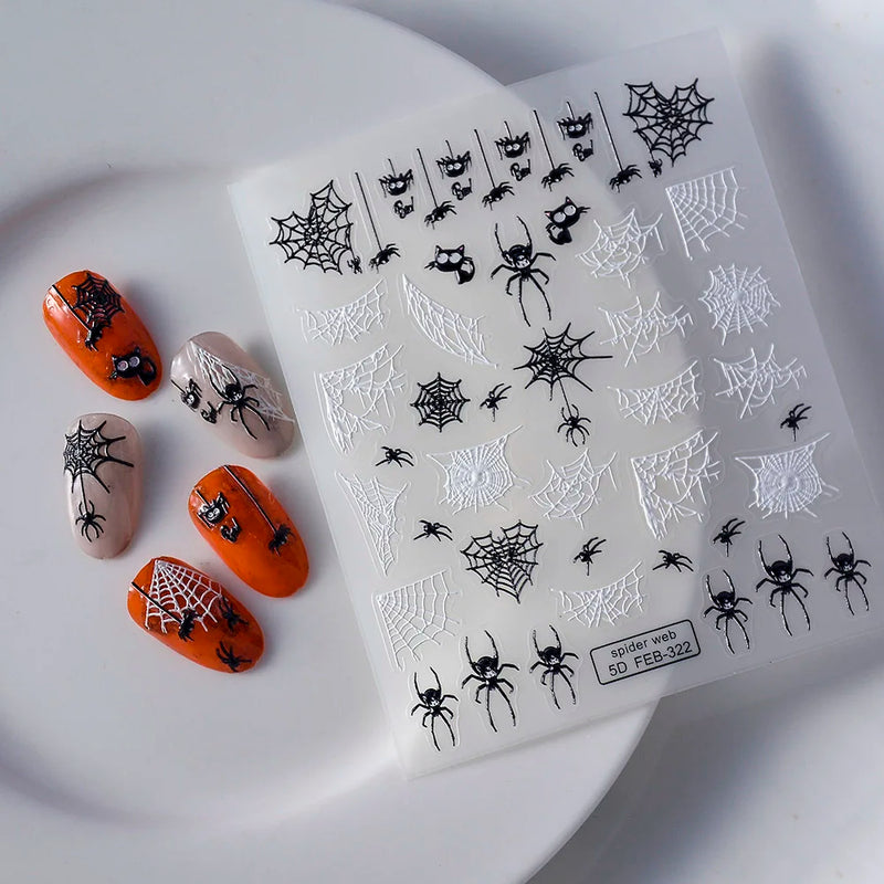 2023 Glowing In The Light Happy Festival Diy Manicure Design Self Adhesive Spider Halloween Nail Art Sticker