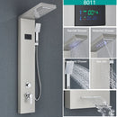 Bathroom LED Light Rain Waterfall Shower Panel Faucet Body Massage Jets Shower Faucet Stainless Steel Tub Spout Shower Column